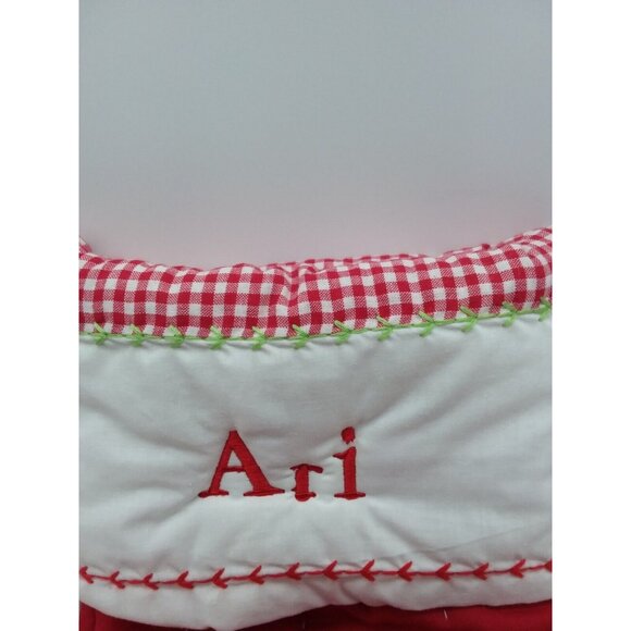 Pottery Barn Kids Ari Christmas Stocking Gingham Holiday Quilted Red Xmas - Picture 3 of 10